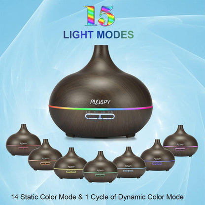 Aromatherapy Diffuser with Essential Oils Set, Ultrasonic Oil Diffuser with Top 6 Essential Oils, 550Ml Cool Mist Humidifier Diffuser with 4 Timer & 7 Lights, Essential Oil Diffuser for Office Home