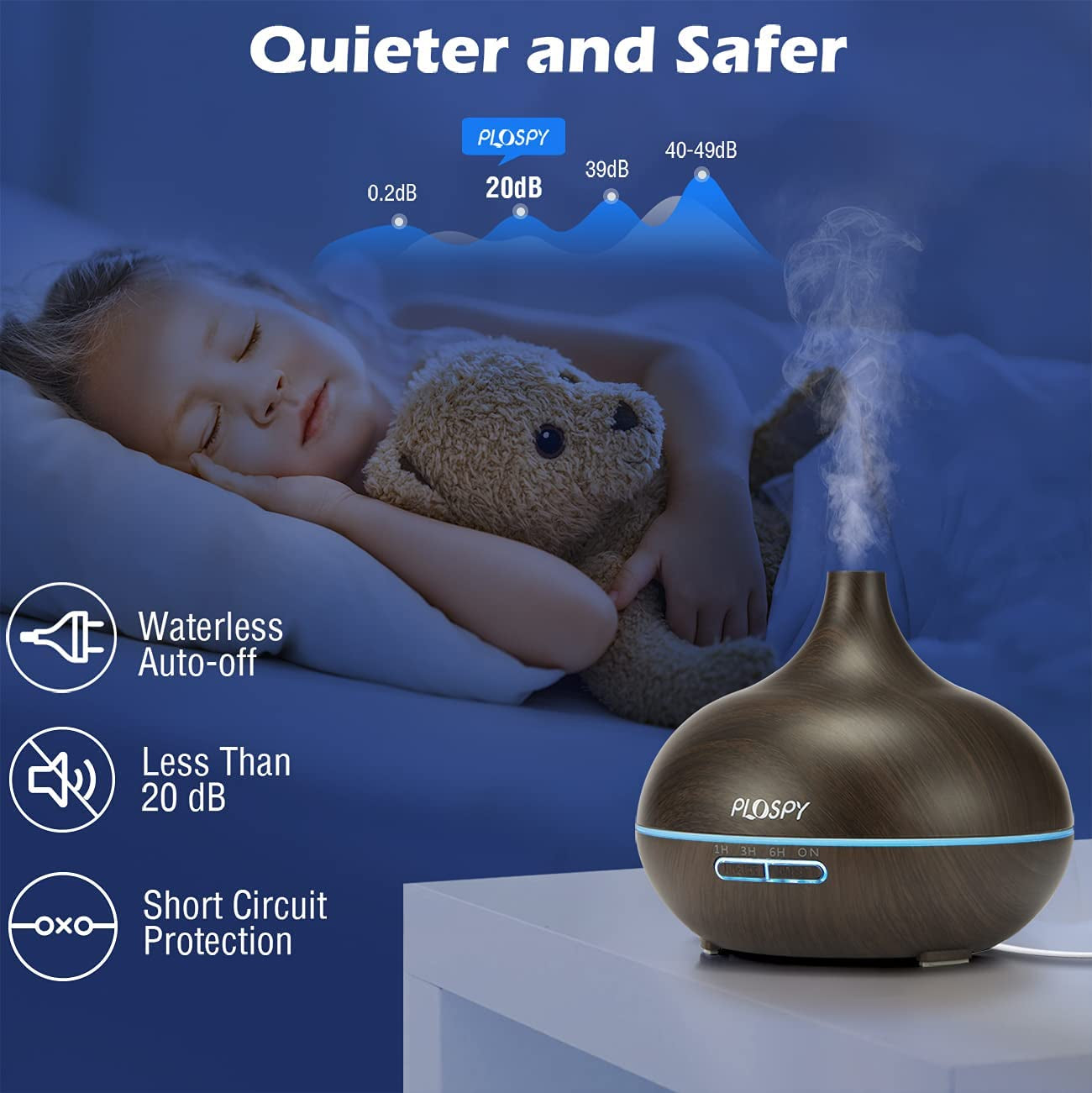 Aromatherapy Diffuser with Essential Oils Set, Ultrasonic Oil Diffuser with Top 6 Essential Oils, 550Ml Cool Mist Humidifier Diffuser with 4 Timer & 7 Lights, Essential Oil Diffuser for Office Home