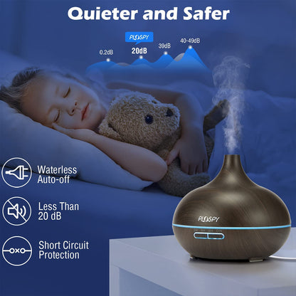 Aromatherapy Diffuser with Essential Oils Set, Ultrasonic Oil Diffuser with Top 6 Essential Oils, 550Ml Cool Mist Humidifier Diffuser with 4 Timer & 7 Lights, Essential Oil Diffuser for Office Home
