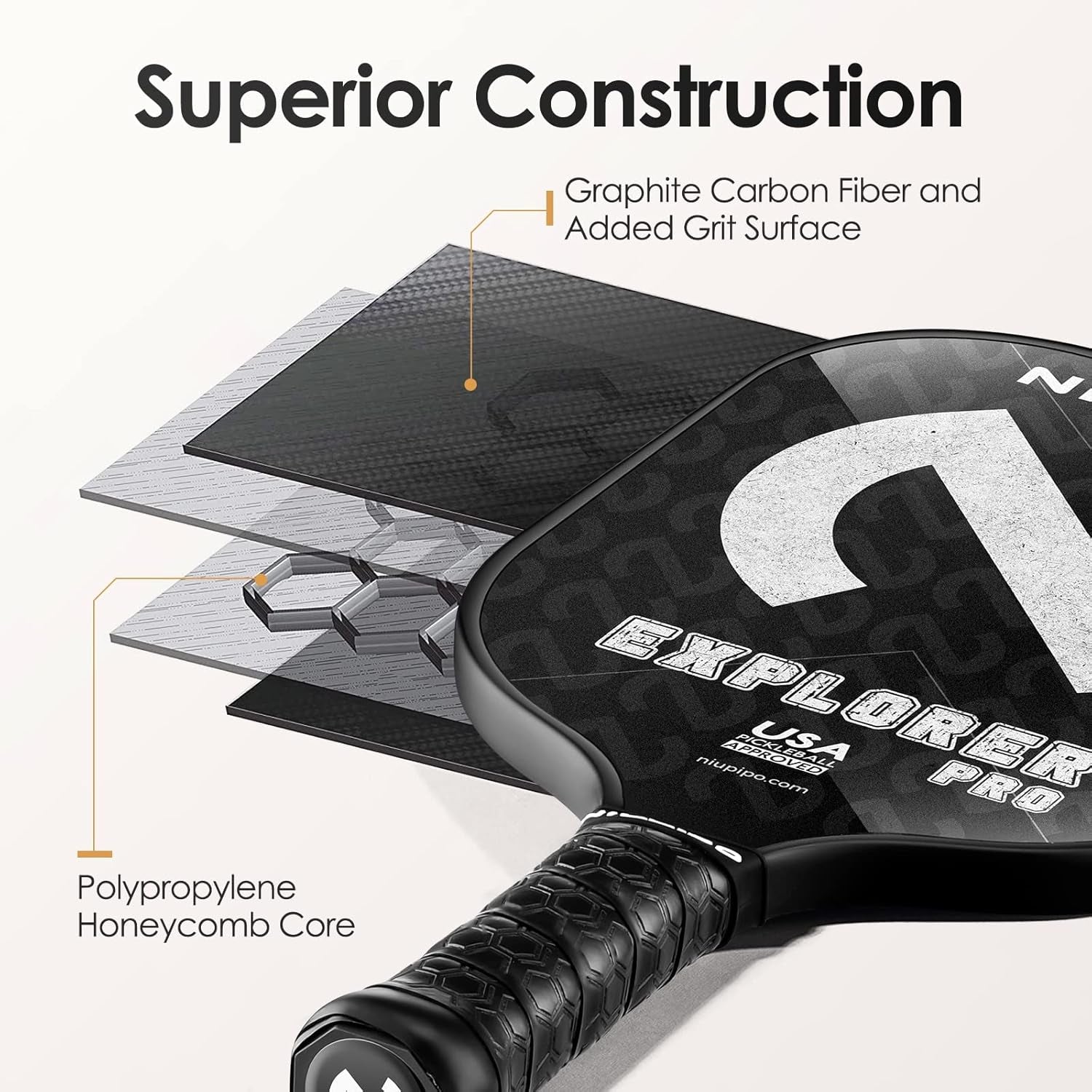 Pickleball Paddles Set of 2/4/1, USAPA Approved Graphite Carbon Fiber Pickleball Rackets, Polypropylene Honeycomb Core, Cushion 4.72In Grip, Bag/Cover, Pickle Ball Paddle Set for Men Women